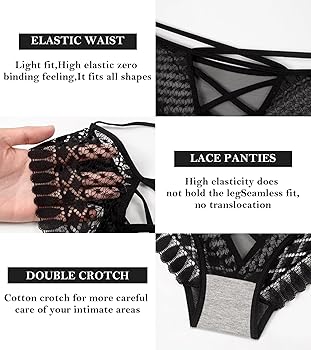 Eiggam Bikini Underwear for Women Lace Floral Cross Strap